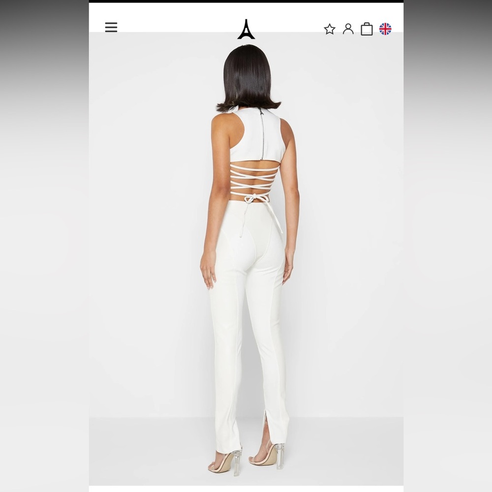 VEGAN LEATHER CORSET LACE UP JUMPSUIT - OFF WHITE Maneire devior